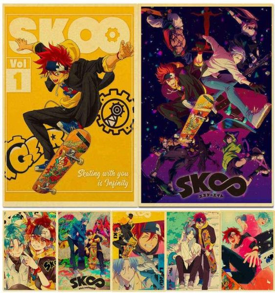 Vintage SK8 The Infinity Japanese Anime Affiches HD Affiche Kraft Paper Home Decor Study Bar Bar Cafe Paintures murales H09283923606