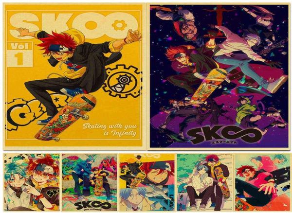 Vintage SK8 The Infinity Japanese Anime Affiches HD Affiche Kraft Paper Home Decor Study Bar Bar Cafe Paintures murales H09288547708