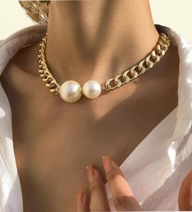 Colliers de chaînes cubaines lisses vintage Femmes Gothic Round Pearl Pendant Collier Girl Chokers Accessoires de mode Bijoux New17941863631