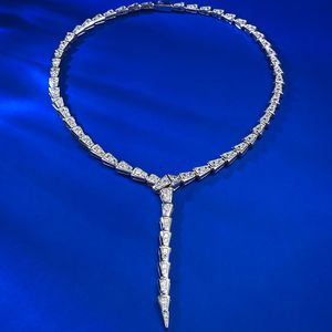Vintage Snake Moissanite Diamond Chocker ketting 100% Real 925 Sterling Silver Wedding Pendants kettingen voor vrouwen sieraden