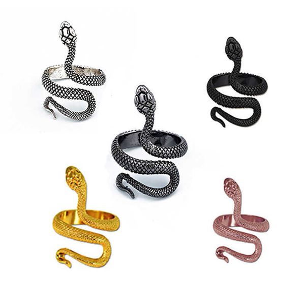 Bague serpent Vintage couleur argent ouverture Knuckles anneaux pour femmes fille bijoux Punk Hip Hop Couples bandes d'enroulement accessoires