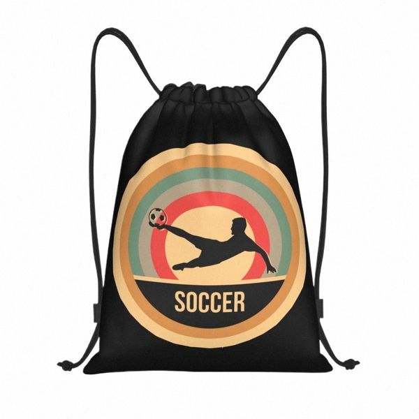 Cadeau de football vintage pour les joueurs de football sacs à cordon femmes hommes pliables sportives gymnase Sackpack Shop à dos 648r #