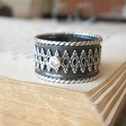 Bagues Vintage en argent Sterling 925 massif avec diamants, Double lacets, nœud celtique, bijoux de mariage en argent, taille 5-12243b