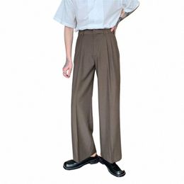 Pantalon de busin pour hommes de couleur unie vintage, classique, fermeture éclair, cylindre droit, décontracté, tout-match, 2023 u0iV #