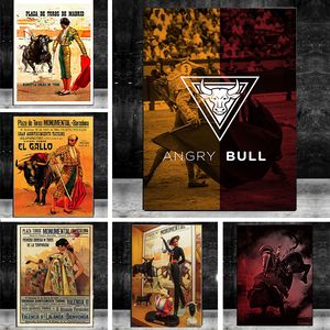 Affiche de taurelle espagnole vintage Madrid Bullfighting Arena Barcelone Plaza de Toros Canvas Wall Imprimer Picture Picture Room Home Decor