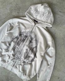 Vintage printemps automne esthétique imprimement gothique gothique zip up hoodie hip hop sweet shirt décontracté y2k tops femmes homme kpop vêtements 240401