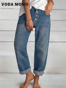 Vintage printemps fashion fashion haute taille y2k jeans de jambe large femme denim capris pantalon jean maman pantalon 231221