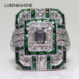 Anel de dedo grande midi de cristal quadrado vintage para mulheres meninas ampla pedra verde zircão junta anéis festa de casamento jóias gift294v