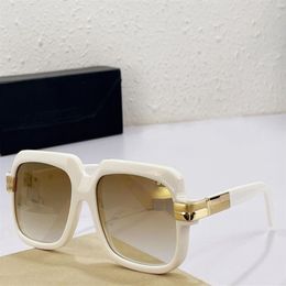 Vintage Square Sunglasses Legends 607 Cream Gold Mirror Hommes conduisant des verres hip hop féminins de mode de mode pour les sports de vacances S252K