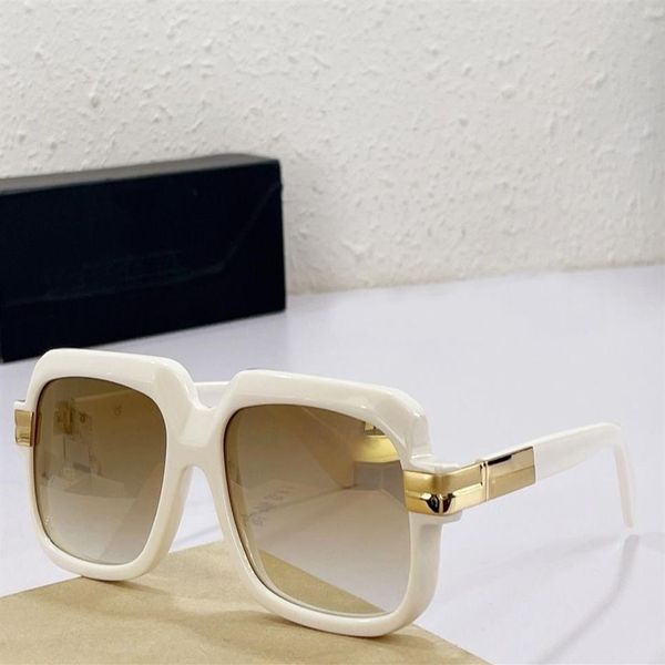 Vintage Square Sunglasses Legends 607 Cream Gold Mirror Hommes conduisant des verres hip hop féminins de mode Fashion Sun pour sports de vacances S236G