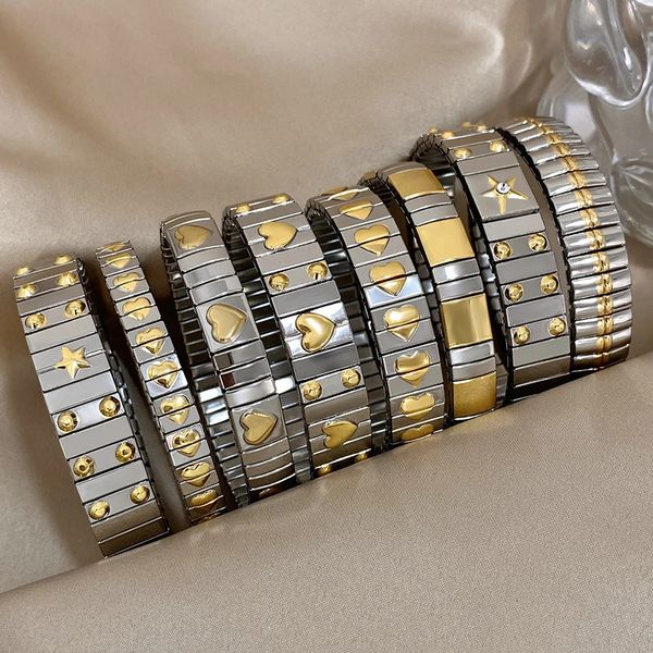 Bracelet de bracelet en acier inoxydable vintage Bracelet Classic Elasticité Love Heart Brangle pour femmes Cadeaux de bijoux imperméables 240410