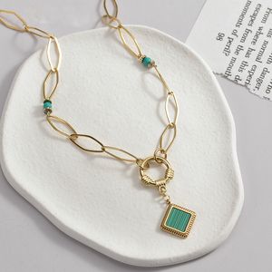 Collier pendentif géométrique Vintage en acier inoxydable, bijoux chaîne de clavicule pour femmes, bijoux créatifs