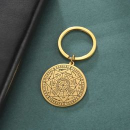 Joint vintage en acier inoxydable des sept archanges porte-clés pendentif kabbalah protection amulette keyring en gros