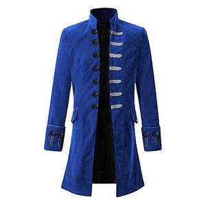 Vintage Steampunk Mannen Jas Cool Gothic Tailcoat Lange Jas Mode Retro Button Trench Coats Mannelijk Uitloper Patry Uniform Kostuum