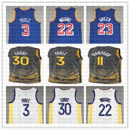 Maillots de basket-ball vintage Stephen Curry Klay Thompson Draymond Green Andrew Wiggins Poole Warriores 2024 2023 City Shirt Edition Blue Black Jersey