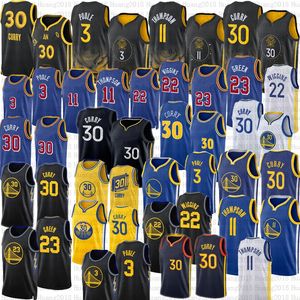 Vintage Stephen Curry Klay Thompson Basketball Jerseys Draymond Green Andrew2024 2023 City Shirt Edition Bleu Noir Jersey 30 11 23