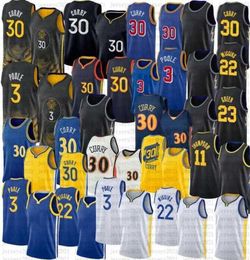 Vintage Stephen Curry Poole Basketball Jerseys Draymond Green Andrew Wiggins Klay Thompson Warriores 2023 City Shirt Edition Blue Bla