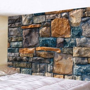 Tapisserie en pierre vintage Mur en briques suspendu Hippie Aesthetic Wall Cloth pour chambre salon Polyester Home Decoration