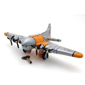 Vintage bombardero estratégico metal cuerda avión modelo relojería juguetes de hojalata coleccionable regalo educativo clásico para niños 220325