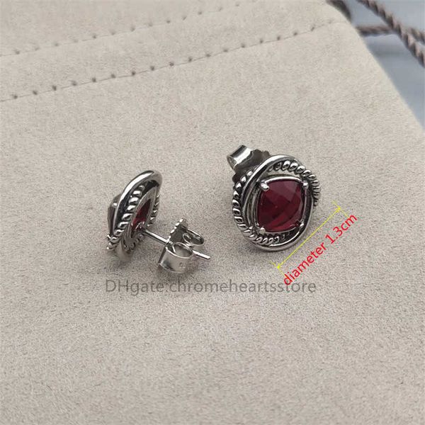 Vintage Stud luxe boucles d'oreilles en argent pour les femmes coloré Cz rouge cristal torsadé oreille de mariage bijoux de créateur boucles d'oreilles cadeau boucle d'oreille