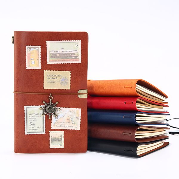 Vintage étudiants Notebook couleur unie PU couverture en cuir Journal Journal de voyage livres rétro bloc-notes carnet de notes école papeterie cadeau DBC VT0928