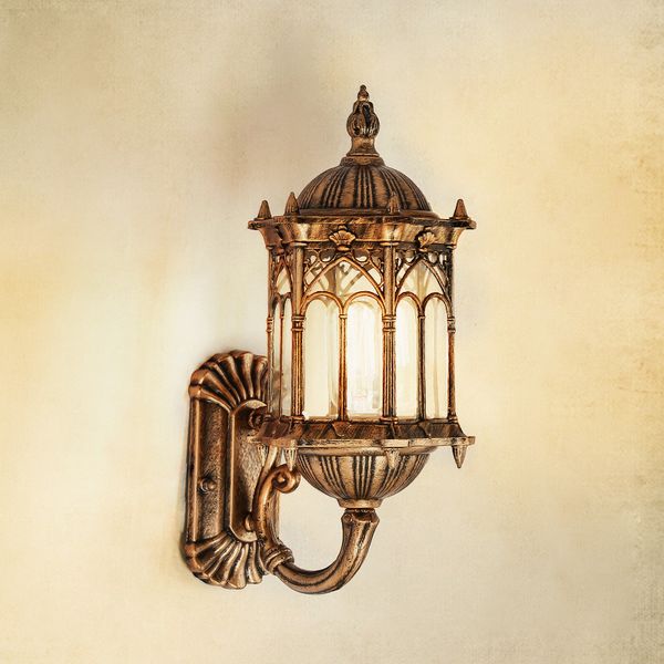 Lámpara de pared de bronce de estilo Vintage, farol impermeable, accesorio de pared para exteriores, accesorios de iluminación para exteriores, luces de porche y jardín