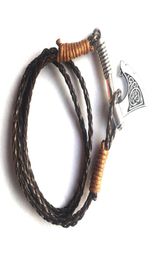 Brazalete de estilo de estilo vintage sensación de hacha colgante de la cadena de cuerda de diferentes colores joyas de zinc aleación drop8450795