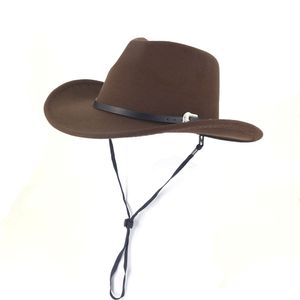 Vintage stijl vilten fedora cowboyhoed voor heren dames western klassieke cowgirl hoed lederen band voor buitenactiviteiten en feesten