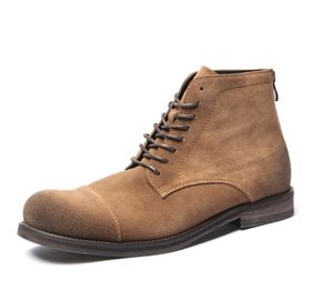 Style Vintage en cuir véritable hommes bottes Cargo mode haut messieurs Derset chaussons chaussures