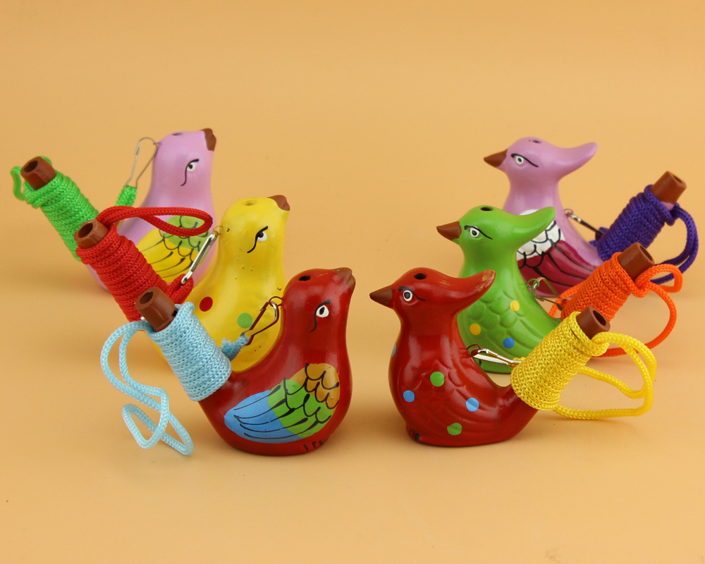 Weinlese-Art-handgemachte keramische Wasser-Vogel-Pfeifen-Lehm-Lied piepst Vogel-Weihnachtsfest-Geschenk freies Verschiffen wen5029