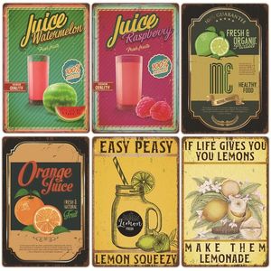 Vintage Summer Fruits Métal Peinture Plaques Fruits Tropicaux Affiches En Métal Bar Home Garage Club En Métal Signe En Étain Décor Industriel Plaque 30X20cm W03