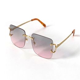 Lunettes de soleil vintage pour hommes, design, petites lunettes rétro sans cadre, forme carrée, UV400, couleur or clair, lentille 2711, 0104