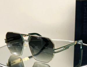 Vintage Zonnebril Goud Metaal/Groen Gradiënt Heren Zomer Shades Sunnies UV-bescherming Brillen met Doos