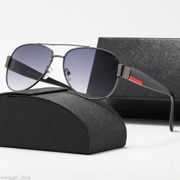 Lunettes de soleil Vintage Pilot Driving Lunettes polarisées Red line series Black Grey Outdoor UV400 Sunshades Gradient Metal Frame lunettes verre