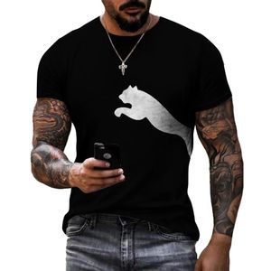 T-shirt vintage pour hommes Wolf Leopard Match 3D Cascater Round Neck Shirt Imprimé à séchage rapide Vêtements pour hommes surdimensionnés 240509