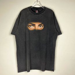 T-shirt vintage homme femme T-shirt délavé surdimensionné motif pull à manches courtes t-shirt
