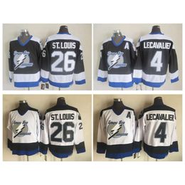 Vintage TAMPA BAY 26 Martin St. 4 Vincent Lecavalier LIGHING Maillots de hockey Hommes Noir Blanc Ed Jersey M-XXXL rare