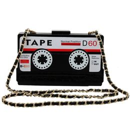 Vintage tape damestas Acryl Box Chains mode Schoudertassen MINI tas portemonnee Vreemde avond clutch bags Euro-Amerika stijl 231227