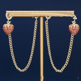 Vintage gland boucle d'oreille fraise pendentif lettre Micro incrustations cristal boucles d'oreilles femmes bijoux accessoires avec sac à poussière original boîte approvisionnement