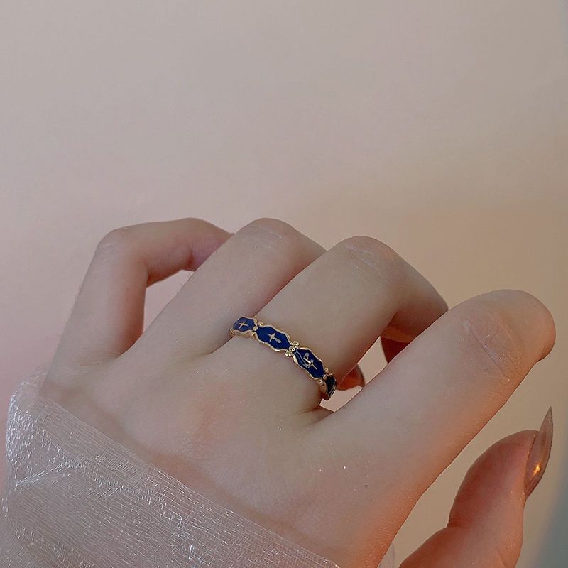 Винтажное темпераментное эмалированное кольцо с цветочным принтом, кольцо с крестом, INS, классические ювелирные изделия