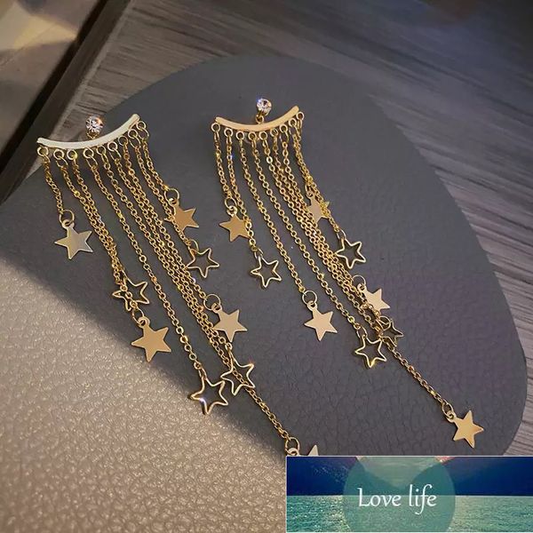 Pendientes de borla de luna de estrella de temperamento vintage Pendientes de estrella de seis puntas colgantes traseros Pendientes de moda de mujeres europeas y americanas Precio de fábrica diseño experto