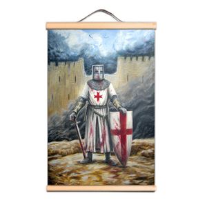 Vintage Tempeliers Ridder Muur Kunst Poster voor Kamer Slaapzaal Muur Decor - Canvas Rolschildering Wandkaarten van Crusader Warrior CD30