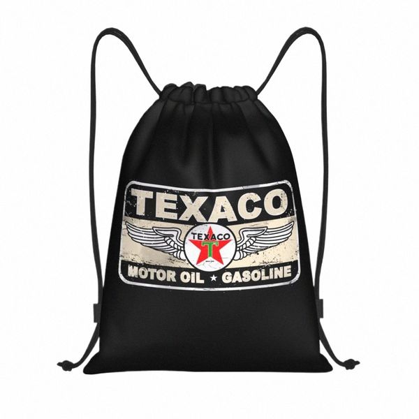 Bolsas de dibujo de letrero de Texaco Vintage Mujeres Portables Sports Gym Sackpack Shop Storage Mochilas A4PN#