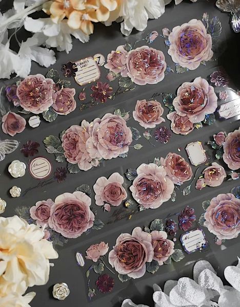 Vintage l'arôme de fleur de bois de santal Washi PET ruban pour planificateur carte faisant bricolage Scrapbooking Plan autocollant décoratif 240103