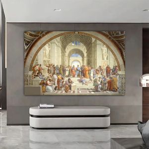 Vintage The School of Athènes Raphael Affiche Italien Renaissance Paint Fresco Canvas Print Wall Art Philosophy Student Gift