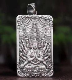 Vintage mille hand-hand avalokitesvara pendant rat mâle zodiaque bouddha grand collier d'amulette accessoires de cadeau masculin 300d1131504