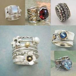 Vintage Tibetaanse maansteen grote genezing kristallen ringen voor vrouwen boho antieke Indiase ring fijne juweliersmeisjes dames geschenken 231221