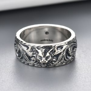 Vintage tijger hoofd vinger ring met stempel vrouwen dierlijke letter ringen cadeau voor liefde vriendin hoge kwaliteit sieraden