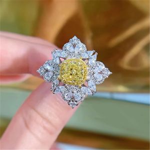 Vintage Topaz Diamond Ring 100% Real Sterling Sier Party Wedding Band Ringen voor Vrouwen Bruidsverlovingssieraden Cadeau