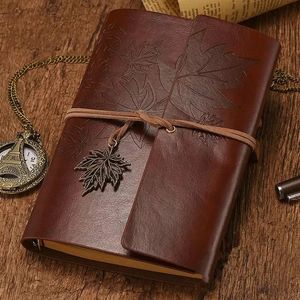 Vintage Travellers Binder Notebook Blank Kraft Diary Pu Leather Loder Leaf Notepad Journal Sketchbook Office Supplies A7A6A5 240409